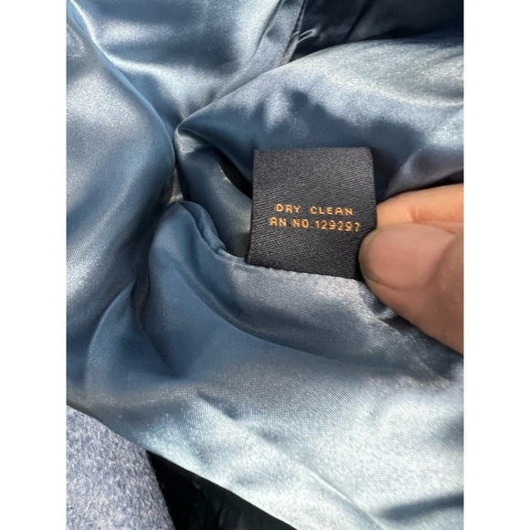 EUC IMAN M Blue PLATINUM CITY Boucle Wool  Faux Fur REMOVABLE COLLAR Trench - Picture 7 of 7